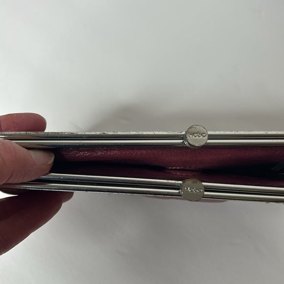 HOBO Burgundy Leather Clutch with Silver Trim - Picture 8 of 16